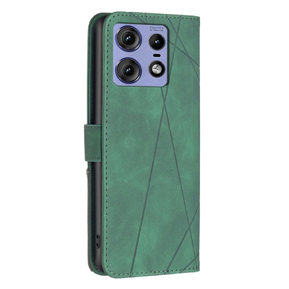 Motorola Edge 50 Pro 5G Rhombus Texture Leather Phone Case with Magnetic Buckle and Card Holder