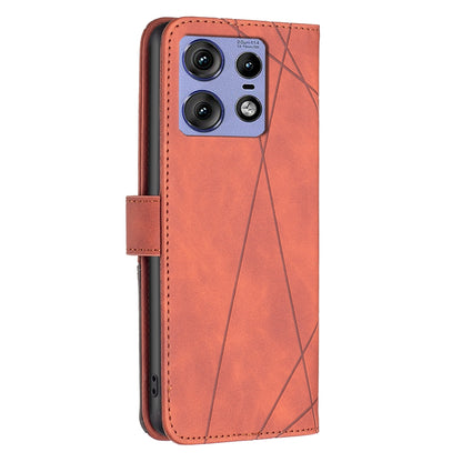Motorola Edge 50 Pro 5G Rhombus Texture Leather Phone Case with Magnetic Buckle and Card Holder