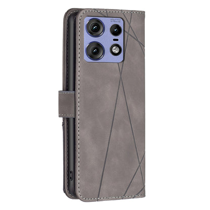 Motorola Edge 50 Pro 5G Rhombus Texture Leather Phone Case with Magnetic Buckle and Card Holder