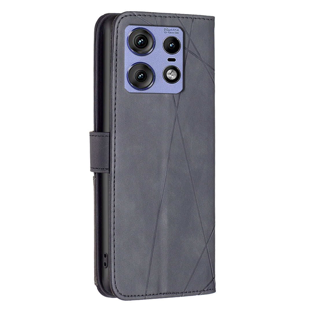 Motorola Edge 50 Pro 5G Rhombus Texture Leather Phone Case with Magnetic Buckle and Card Holder