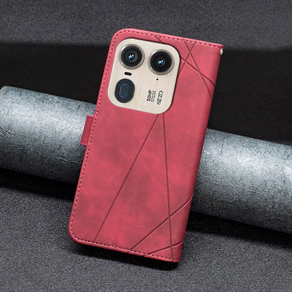 Motorola Edge 50 Ultra Rhombus Texture Leather Phone Case with Magnetic Buckle and Card Holder