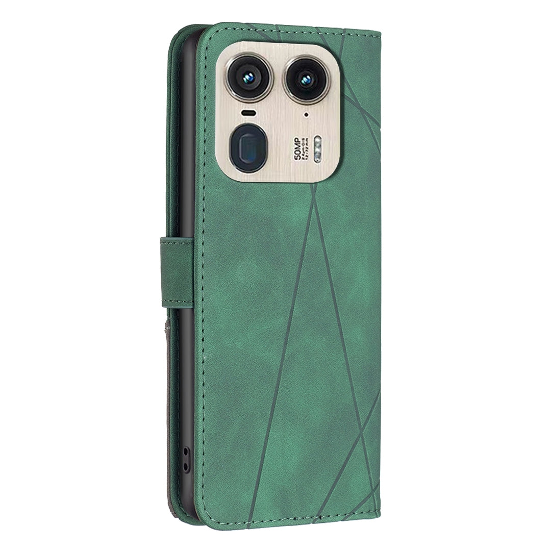 Motorola Edge 50 Ultra Rhombus Texture Leather Phone Case with Magnetic Buckle and Card Holder