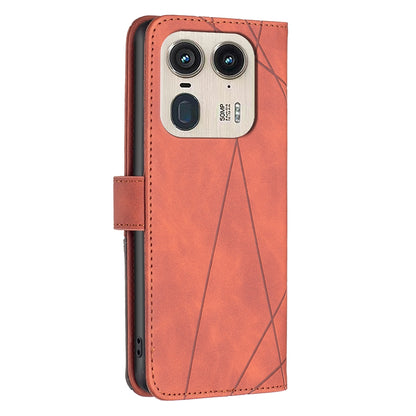 Motorola Edge 50 Ultra Rhombus Texture Leather Phone Case with Magnetic Buckle and Card Holder
