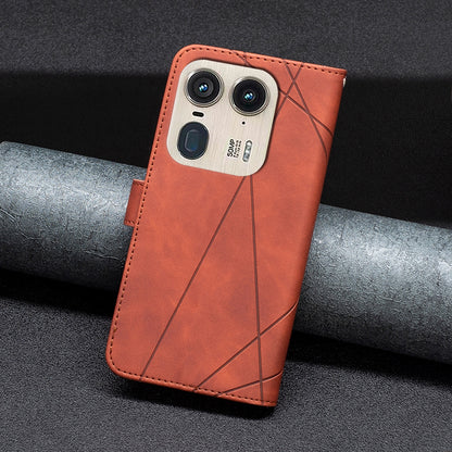 Motorola Edge 50 Ultra Rhombus Texture Leather Phone Case with Magnetic Buckle and Card Holder