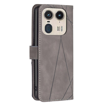 Motorola Edge 50 Ultra Rhombus Texture Leather Phone Case with Magnetic Buckle and Card Holder