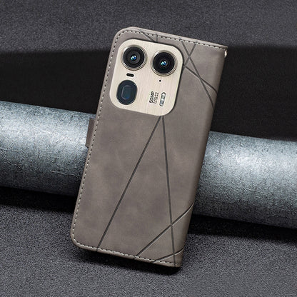 Motorola Edge 50 Ultra Rhombus Texture Leather Phone Case with Magnetic Buckle and Card Holder