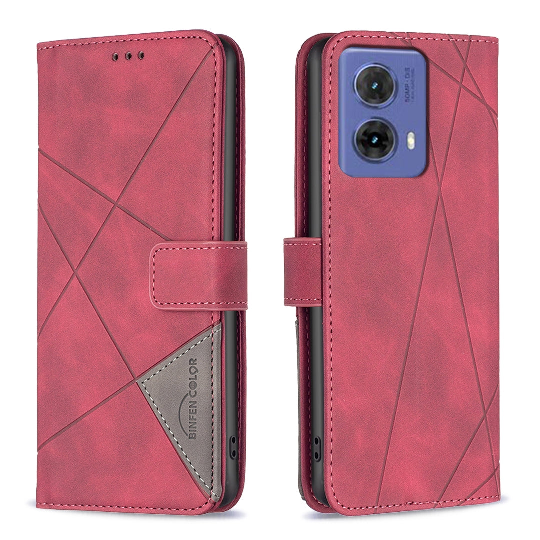 Motorola Moto G85 Rhombus Texture Leather Phone Case with Magnetic Buckle and Card Holder
