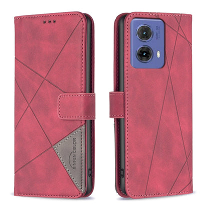 Motorola Moto G85 Rhombus Texture Leather Phone Case with Magnetic Buckle and Card Holder