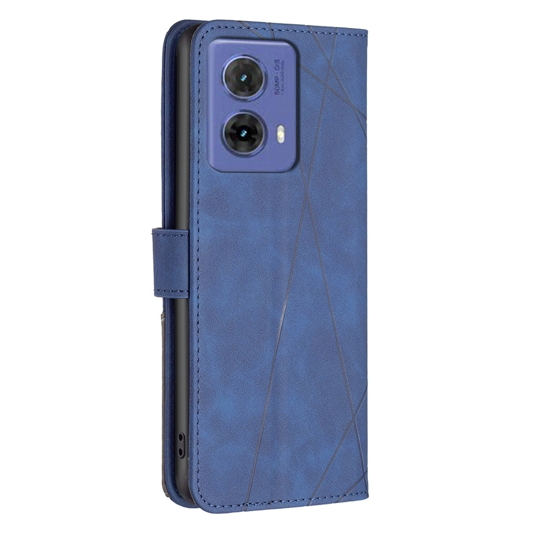 Motorola Moto G85 Rhombus Texture Leather Phone Case with Magnetic Buckle and Card Holder