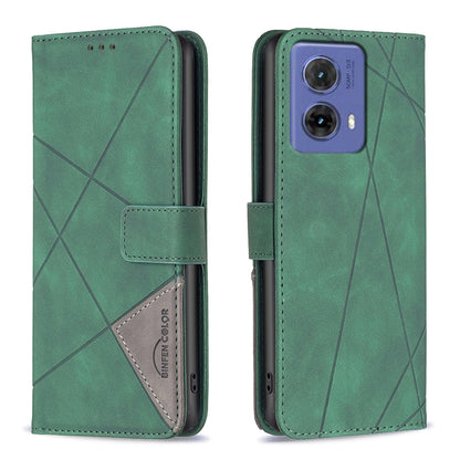 Motorola Moto G85 Rhombus Texture Leather Phone Case with Magnetic Buckle and Card Holder