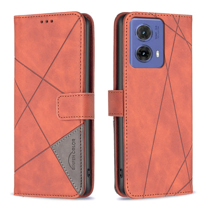 Motorola Moto G85 Rhombus Texture Leather Phone Case with Magnetic Buckle and Card Holder