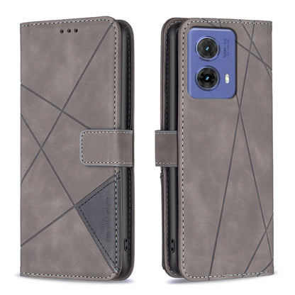 Motorola Moto G85 Rhombus Texture Leather Phone Case with Magnetic Buckle and Card Holder
