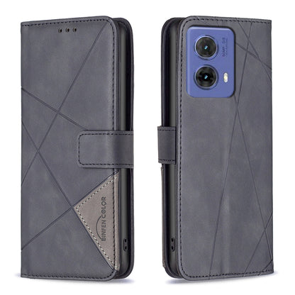Motorola Moto G85 Rhombus Texture Leather Phone Case with Magnetic Buckle and Card Holder