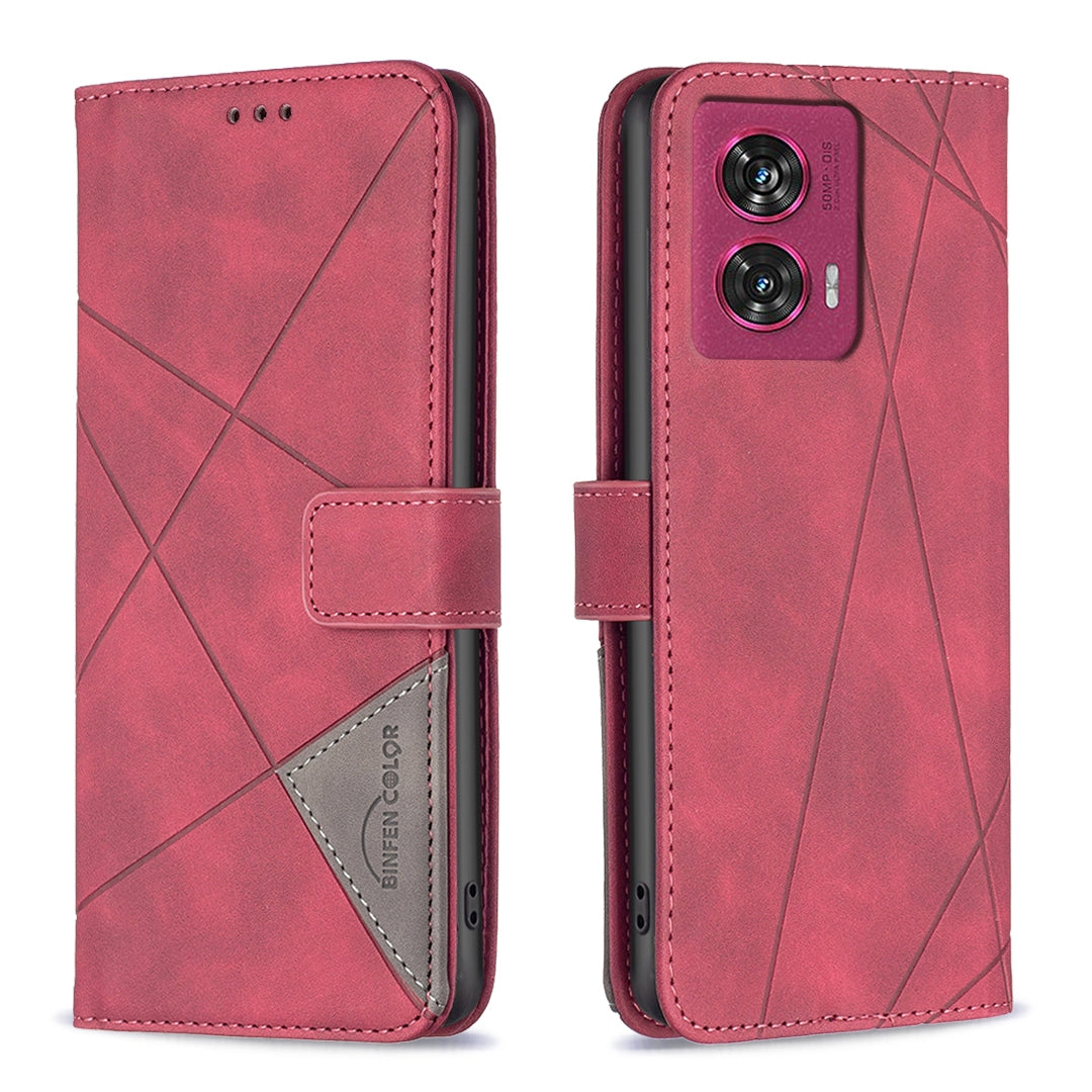 Motorola Edge 50 Fusion Rhombus Texture Leather Phone Case with Magnetic Buckle and Card Holder