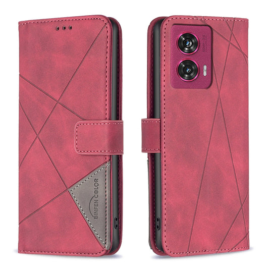 Motorola Edge 50 Fusion Rhombus Texture Leather Phone Case with Magnetic Buckle and Card Holder