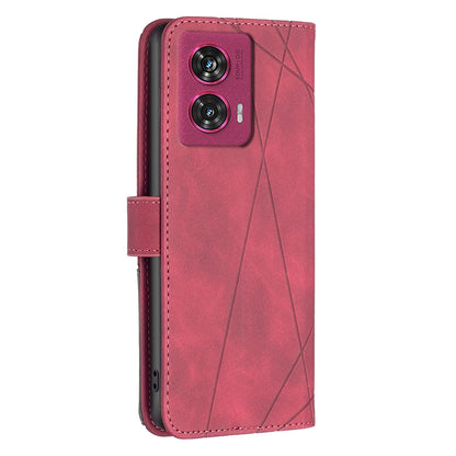 Motorola Edge 50 Fusion Rhombus Texture Leather Phone Case with Magnetic Buckle and Card Holder
