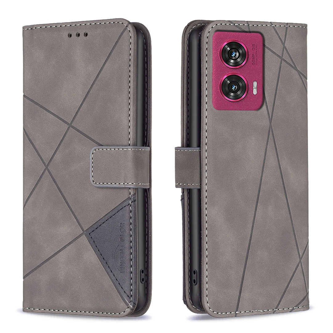 Motorola Edge 50 Fusion Rhombus Texture Leather Phone Case with Magnetic Buckle and Card Holder