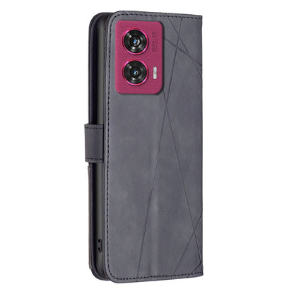 Motorola Edge 50 Fusion Rhombus Texture Leather Phone Case with Magnetic Buckle and Card Holder