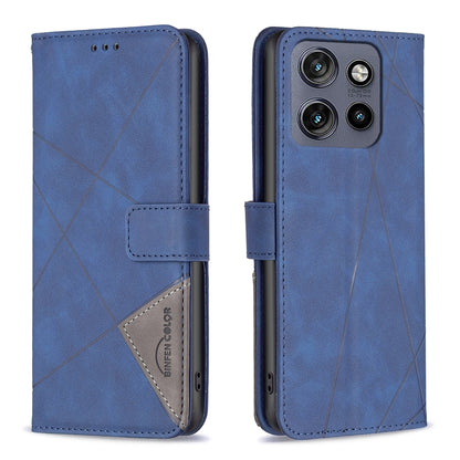 Motorola Edge 50 Neo Rhombus Texture Leather Phone Case with Magnetic Buckle and Card Holder