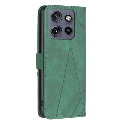 Motorola Edge 50 Neo Rhombus Texture Leather Phone Case with Magnetic Buckle and Card Holder