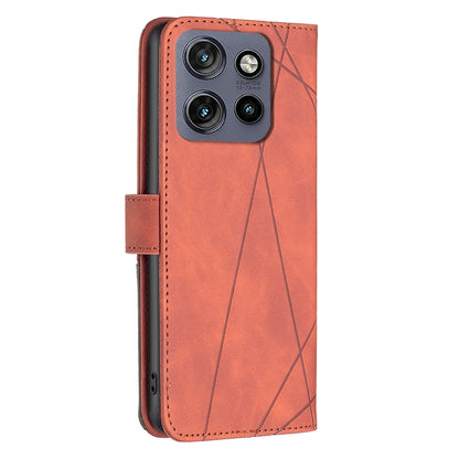 Motorola Edge 50 Neo Rhombus Texture Leather Phone Case with Magnetic Buckle and Card Holder