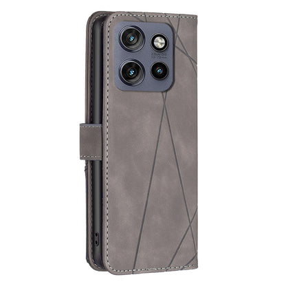 Motorola Edge 50 Neo Rhombus Texture Leather Phone Case with Magnetic Buckle and Card Holder