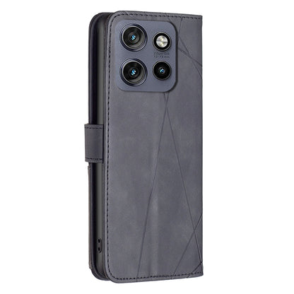 Motorola Edge 50 Neo Rhombus Texture Leather Phone Case with Magnetic Buckle and Card Holder