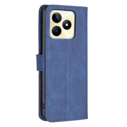Realme C53 Rhombus Texture Leather Phone Case with Magnetic Buckle and Card Holder