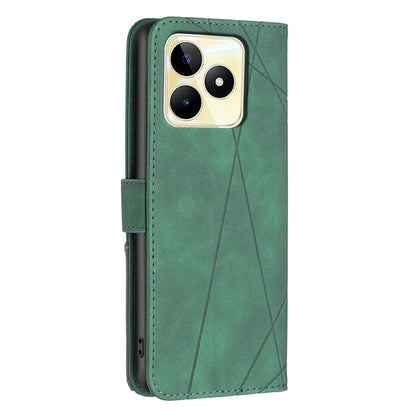 Realme C53 Rhombus Texture Leather Phone Case with Magnetic Buckle and Card Holder