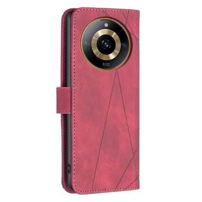 Realme 11 4G Rhombus Texture Leather Phone Case with Magnetic Buckle and Card Holder