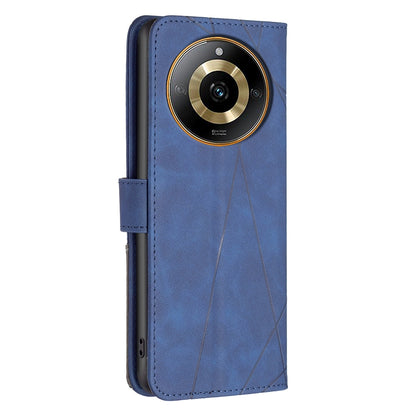 Realme 11 4G Rhombus Texture Leather Phone Case with Magnetic Buckle and Card Holder
