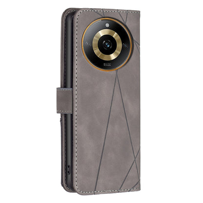 Realme 11 4G Rhombus Texture Leather Phone Case with Magnetic Buckle and Card Holder