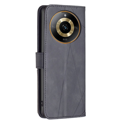 Realme 11 4G Rhombus Texture Leather Phone Case with Magnetic Buckle and Card Holder