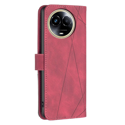 Realme 11 5G Rhombus Texture Leather Phone Case with Magnetic Buckle and Card Holder