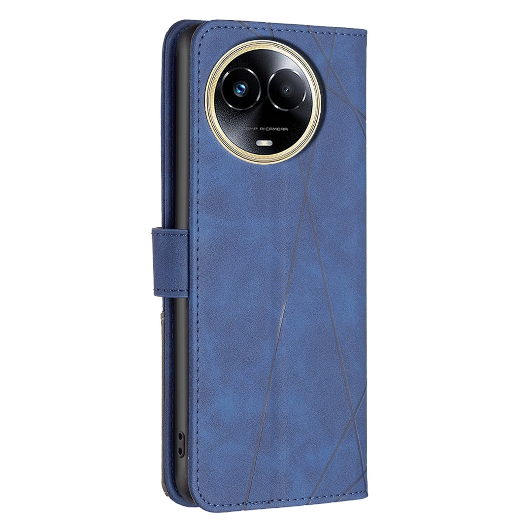 Realme 11 5G Rhombus Texture Leather Phone Case with Magnetic Buckle and Card Holder