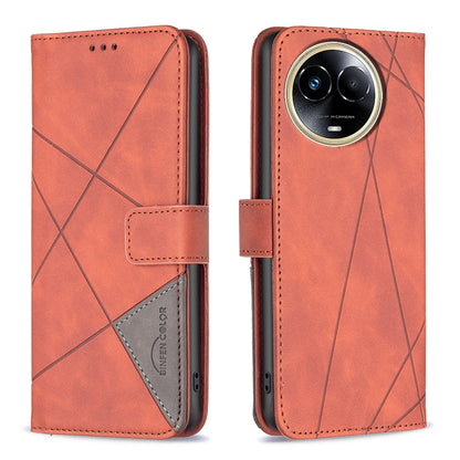 Realme 11 5G Rhombus Texture Leather Phone Case with Magnetic Buckle and Card Holder