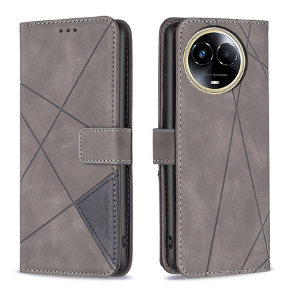 Realme 11 5G Rhombus Texture Leather Phone Case with Magnetic Buckle and Card Holder