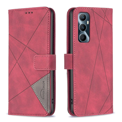 Realme C65 4G Rhombus Texture Leather Phone Case with Magnetic Buckle and Card Holder