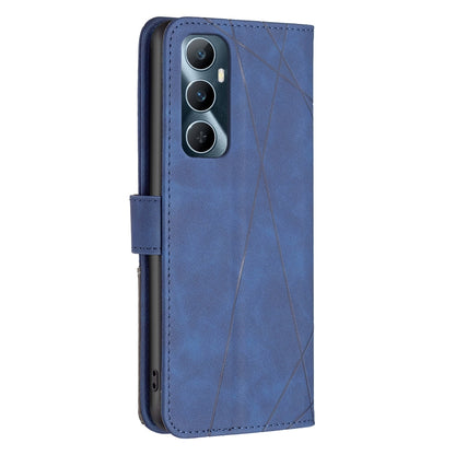 Realme C65 4G Rhombus Texture Leather Phone Case with Magnetic Buckle and Card Holder