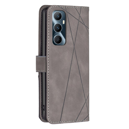 Realme C65 4G Rhombus Texture Leather Phone Case with Magnetic Buckle and Card Holder