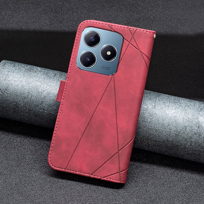 Realme C63 Rhombus Texture Leather Phone Case with Magnetic Buckle and Card Holder