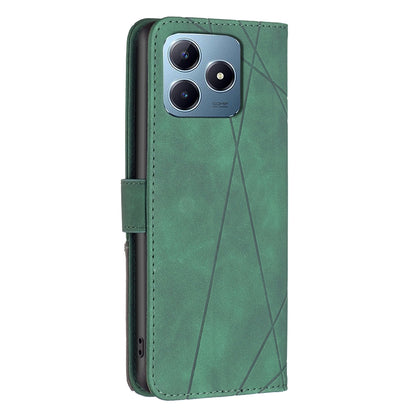 Realme C63 Rhombus Texture Leather Phone Case with Magnetic Buckle and Card Holder