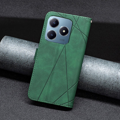 Realme C63 Rhombus Texture Leather Phone Case with Magnetic Buckle and Card Holder