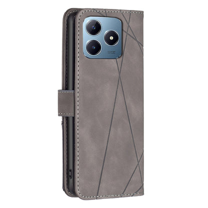 Realme C63 Rhombus Texture Leather Phone Case with Magnetic Buckle and Card Holder