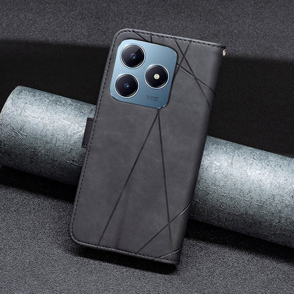 Realme C63 Rhombus Texture Leather Phone Case with Magnetic Buckle and Card Holder