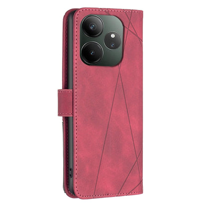Realme GT 6T Rhombus Texture Leather Phone Case with Magnetic Buckle and Card Holder