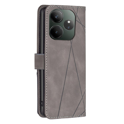 Realme GT 6T Rhombus Texture Leather Phone Case with Magnetic Buckle and Card Holder