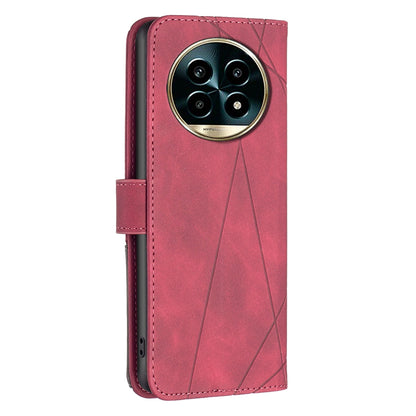 Realme 13 Pro+ 5G Rhombus Texture Leather Phone Case with Magnetic Buckle and Card Holder