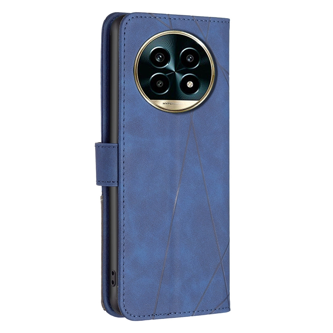 Realme 13 Pro 5G Rhombus Texture Leather Phone Case with Magnetic Buckle and Card Holder