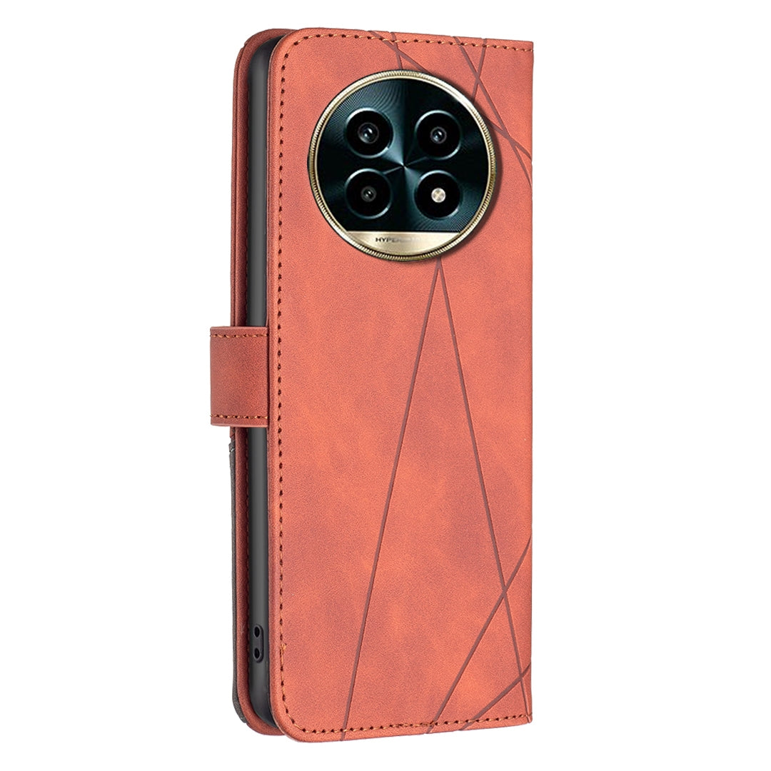 Realme 13 Pro 5G Rhombus Texture Leather Phone Case with Magnetic Buckle and Card Holder